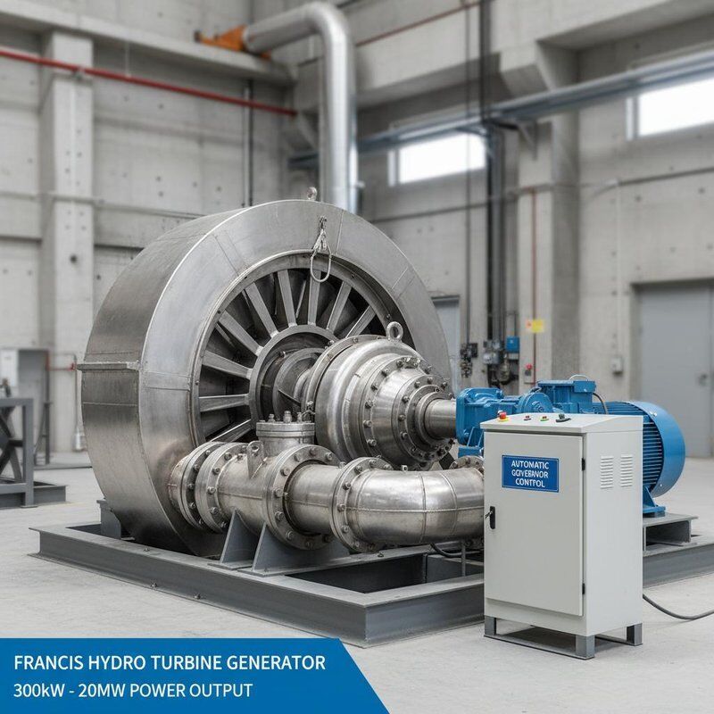 Francis Turbine Generator met een vermogen van 300 kW tot 20 MW en automatische regelaarregeling voor waterkrachtcentrales van 50 Hz of 60 Hz