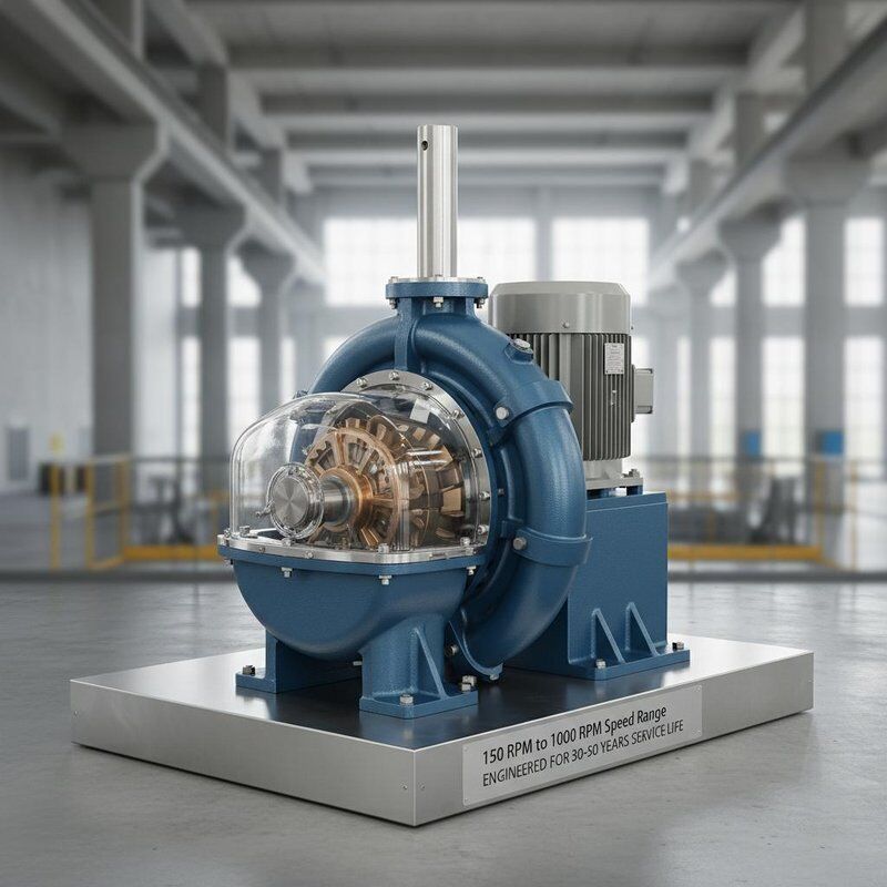 Francis Turbine Generator met een snelheidsbereik van 150 tot 1000 RPM, een levensduur van 30 tot 50 jaar en een vermogen van 300 kW tot 20 MW voor waterkrachtcentrales
