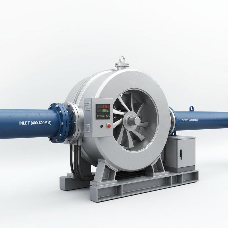 Turbo-turbinegenerator met een vermogen van 100 kW tot 1000 kW en een buisdiameter van 400-600 mm voor hoog efficiënte waterkrachtopwekking
