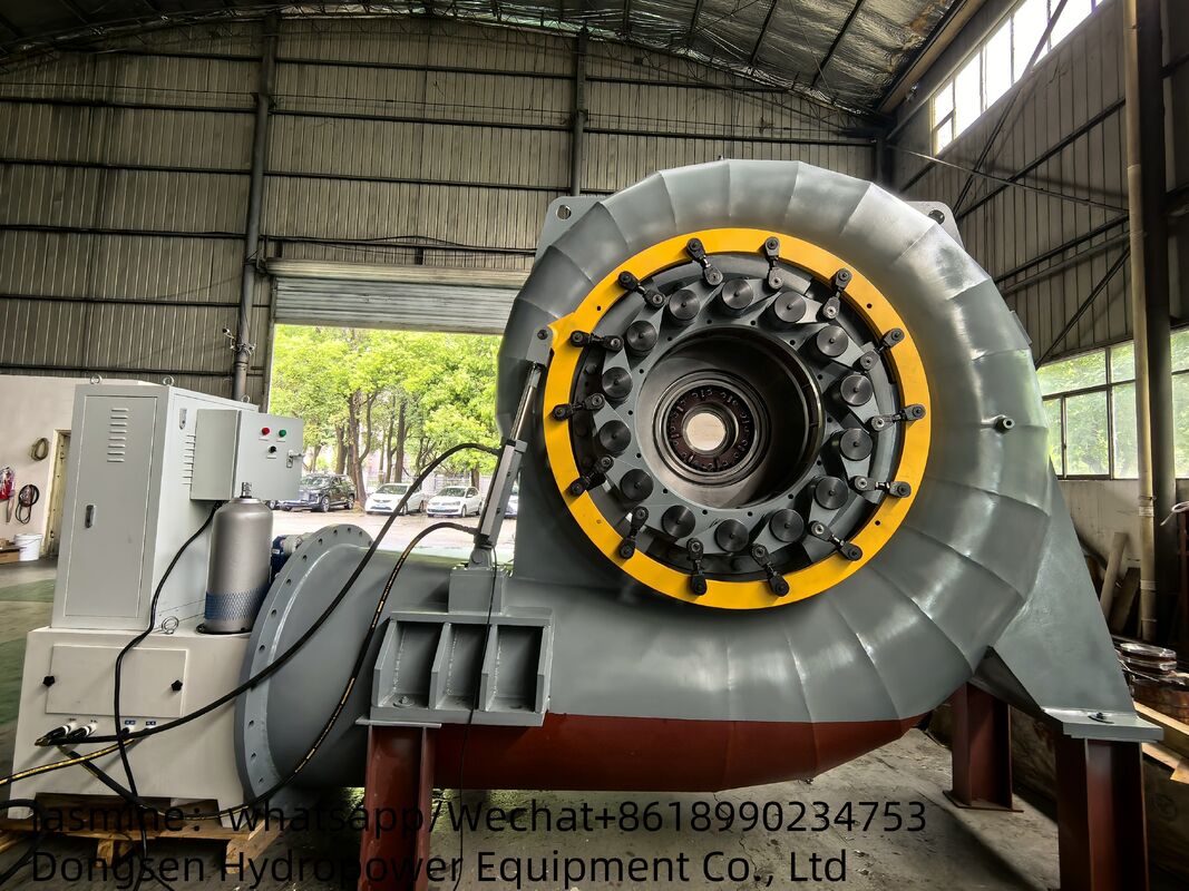 Stroom 3,21 tot 14,9 M³s Francis Turbine Generator Vermogenscapaciteit 300 kW tot 8000 kW Nominaal rendement 90 procent tot 96 procent